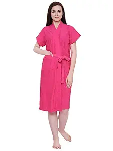 Secret Wish Womens Towel Fabric Bathrobe (Pink, Free Size)