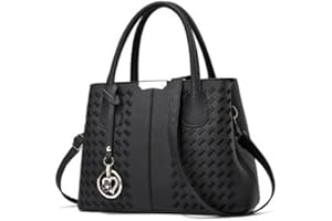 Vividora Schwarz Handtasche Damen Shopper Tasche Mittelgroß,PU Leder Umhängetasche Schultertasche Crossbody Bag Henkeltaschen mit mehreren Innentaschen