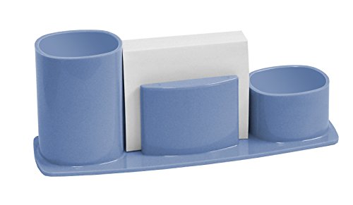 Acrimet Millennium Desktop Organizer Holder for Pen, Pencil, Clip, Paper and Desk Accessories (Plastic) (Paper Included) (Solid Blue Color)