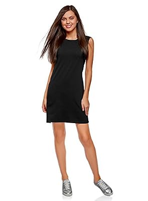 oodji Ultra Femme Robe en Maille Piquée, Noir, FR 40 / M