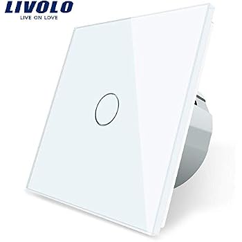 Interrupteur Tactile Intelligent Livolo - 2 Touches, Verre Blanc - Nécessite Passerelle Gateway - Compatible Alexa, Google Home - 2