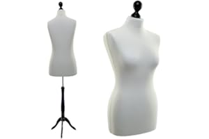 LUCCESI Schneiderpuppe | zum Probierpreis! | Größen S - XL (Female ♀) | Torso Size: M/L (38-40) | Wechselbezug Creme-Weiss | Standfuss schwarz | Damen - Schaufensterpuppe