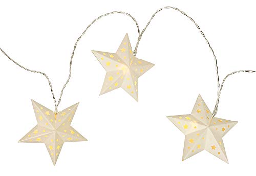 Preisvergleich Produktbild zeitzone LED Lichterkette Papier Sterne 8 LEDs Warmweiß Batteriebetrieben 230cm