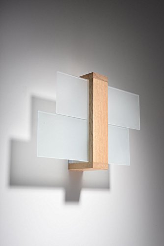 Preisvergleich Produktbild hochwertige HOLZ / GLAS LED 6W Wandlampe Wandleuchte FENIX (Naturalholz SL0077)