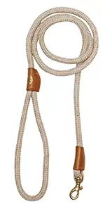 Vama Leathers. Sustainable & Eco Friendly Material Dog Leash. 100% Cotton and Jute with Sturdy Solid Brass Hook. Handling Medium and Large Dogs. Length - 5 Feet, Thickness- 1.2 Cms, Color ? White and Brown. Hand Made. Made in India.