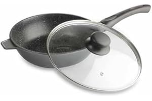 KITCHEN PRO Sauteuse façon pierre + son couvercle en verre - 24cm - KitchenPro