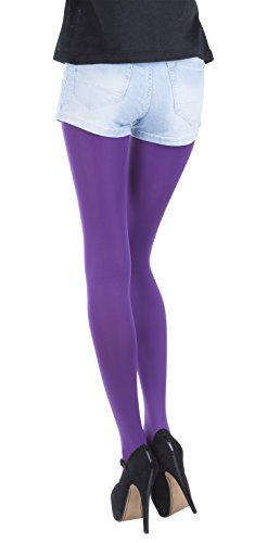 Opaque Tights Choose From 18 Fashionable Colours, 100 Denier, Sizes S-XL (XLarge, Violet)