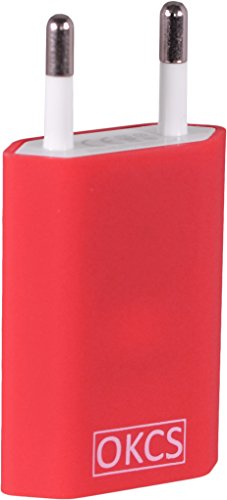 OKCS® Red Schnell und Sicher 1 Meter Lightning Ladekabel zu USB Kabel 8 Pin + USB Netzteil 1A Stecker Adapter für iPhone 6 S Plus / 6 S / 5s / 5c / 5, iPad Air / 2 mini / 2 / 3, iPad 4th generation, iPod touch 5th generation, und iPod nano 7th generation – in Rot - 2