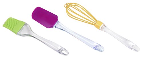 3-teiliges Silikon Küchenset / Backset – Teigschaber, Schneebesen und Back Pinsel (Bunt) - 4