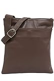 handtasche leder AMBRA Moda Italienische Ledertasche Schultertasche Crossover Umhängetasche Nappaleder Damen Kleine Tasche NL611 (Taupe)