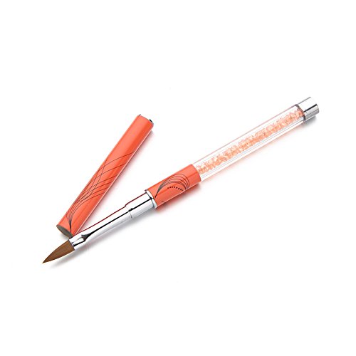 Sanwood Carve Marble Nylon UV Gel Acrylic Nail Art Tips Pen Painting Drawing Brush (Orange 8#)