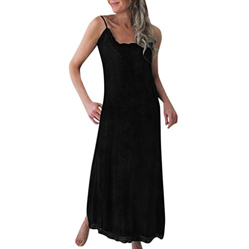 Kasee Femmes Sexy Robe Longue en Lin Coton Ete Boheme Couleur Unie Confortable Élégant Pin-up Robes sans Manches Casual Beachwear Robe Jupe Droite