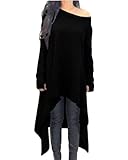 ❤️ZANZEA große größen Longshirt, ZANZEA Kleid Damen Unregelmäßige, perfekt für den täglichen Gebrauch, Nacht Party, Business, Urlaub, Freudenfest und sogar Büro. Schickes Winterkleid-dieses Kleid passt gut zu Leggins mit hoch Schuhe tragen, als auch sieht schick aus unter Mantel.