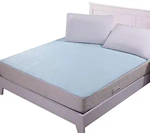 Rite Clique Double Bed Sheet with Elastic Straps, Waterproof, Mattress Protecting (Sky Blue)