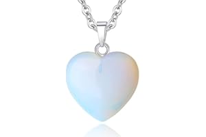 ‎XIANNVXI XIANNVXI Kristalle Opal Kette Liebe Herz Stein Opal Anhänger Halskette Damen Silber Heilung Kristall Heilstein Edelsteine Reiki Schmuck Valentinstag Geschenke