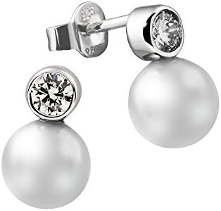 Women's Stud Earrings 925 Sterling Silver with Zirconia and Pearls White Line 62/1359 / 1/111