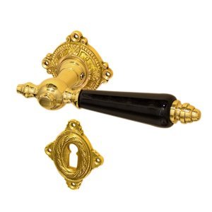 Preisvergleich Produktbild nostalgische Rosettengarnitur "Nordhausen B", Messing poliert