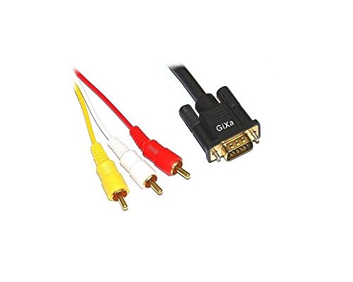 GiXa Technology Adapter YUV Kabel VGA 15 pol auf 3 Cinch / RCA Stecker verbinden Verbindung Audio Video AV TV Kabel Adapter mit Ferrit Störungs Filter 1.40m - 3