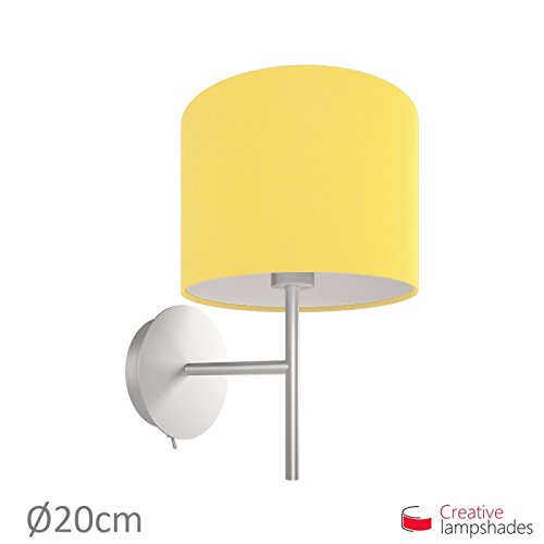 Lampenschirm Zylinder Schwefelgelb Leinwand – Durchmesser 35cm – H. 22cm, E27 Für Stand Pendelleuchten, Nein - 4