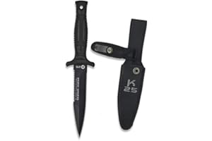 CUCHILLERIA DEPORTIVA K25-31825 - Cuchillo K25 Mango de Goma. Sierra. Funda Nylon. Herramienta para Caza, Pesca, Camping, Outdoor, Supervivencia y Bushcraft