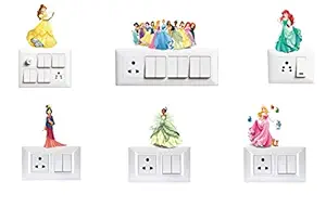 VVWV All Princess Switch Board Printed Stickers for Home Living Kids Bed Room Wall Decoration Multicolour Vinyl Stylish 3D Combo Sticker (Standard Size)