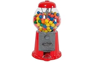 FRAMAN Hucha máquina de caramelos vintage. Clásica máquina de caramelos de metal y cristal.