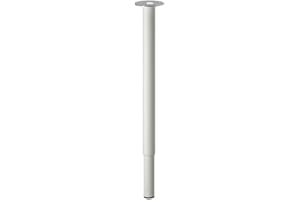 IKEA Pied de table « OLOV » en acier laqué coloré, réglable entre 60 et 90 cm, avec capuchon de protection pour le sol et vis pour plateau de table (blanc)