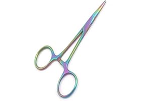COMDENT Exeton - Multi Color Mosquito Hemostat Forceps, 12.5cm, Straight Stainless Steel Dog Cat Pet Scissors Ear Hair Clamp Fishing Scissors Tools
