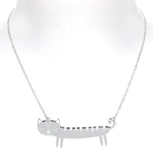 Little Moose catnap small silver sausage cat necklace
