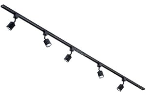 Litecraft Kitchen Track Light with Soho Fixture & GU10 LED Bulbs - (Black, 2M 5 Light)