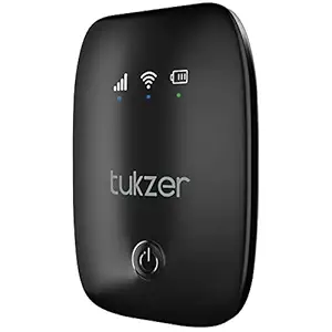 Tukzer 4G LTE Wireless Dongle with All SIM Network Support | Plug & Play Data Card Stick with up to 150Mbps WiFi Hotspot | 2100mAh Rechargeable Battery| SIM Adapter Included (Black)