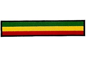 Broderad Reggae Rasta flagga biker lapp med svart trim för armband, ryggsäck
