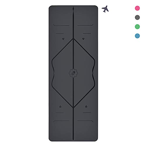 Tapis de Yoga Voyage Liforme - Tapis Léger, Portatif et Antidérapant - Tapis Écologique En Caoutchouc Naturel Avec Un Unique Système de Repères Pour Alignement - Édition Voyage - Gris