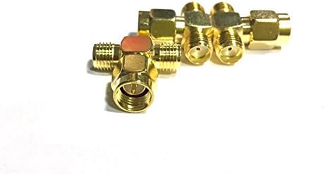 SMA Male Plug to 2 Dual SMA Female Triple T RF Coaxial Adapter Connector 3 Way