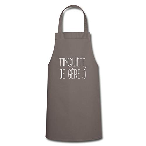 Spreadshirt T'Inquiète Je Gère Souriant Tablier, gris
