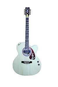 Hovner Venus Natural 6-String Cut-A-Way Right Hand Acoustic Semi-Electric Guitar with Bag and Free 1 Set String, 2 Picks.