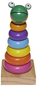 Juguetutto- Pyramid with rings of different colors and on top the head of a frog