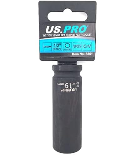 US Pro Stecknuss 1/2 Zoll, 13 Mm, 6PT – Für Schlagschrauber, Gehärteter Chrom-Vanadium-Stahl