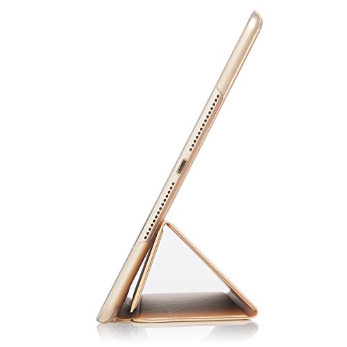 Neues iPad 2017 iPad 9.7 Zoll Hülle iBetter Neues iPad 2017 iPad 9.7 Zoll Prime Ultra Slim PU Leder Tasche Smart Case Hülle Schutzhülle Tasche Transparente Rückseite mit Leichte Ständer Funktion für Neues iPad 2017 iPad 9.7 Zoll Tablet (Gold) - 4