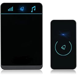 Sonnette Sans Fil Extérieur, M.Way Kit de Carilon IP44 Étanche Electrique Écran Tactile 52 Mélodies 150 Mètres de Portée Wireless Doorbell 5 Niveaux Volume pour Maison, Hôtel, Bureau, Boutique etc
