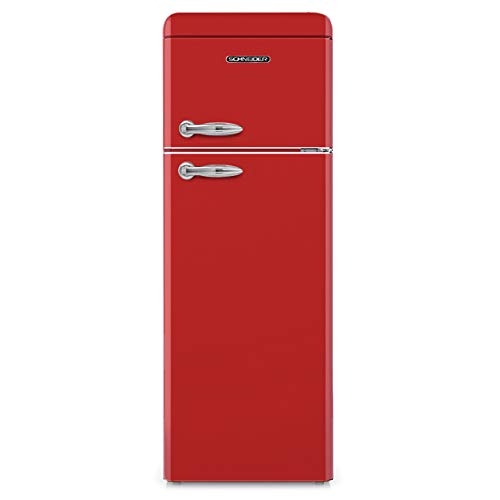 SCHNEIDER SDD208VR Réfrigérateur deux portes Vintage 208 litres (168 litres + 40 litres) - coloris Rouge - A+ (Rouge)