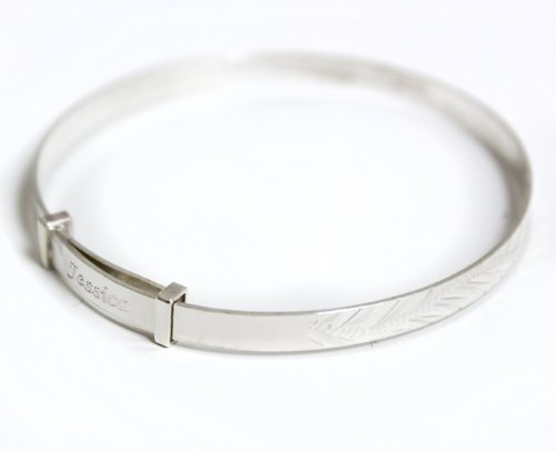 Personalised Engraved Silver Childs Expanding Bracelet - Christening Gift