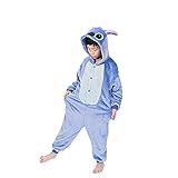 JunYito Pyjama Enfant Adulte Licorne Animal Costume Cosplay Deguisement Halloween pour Fille Garçon Femme Homme (Stitch Enfant, 130)