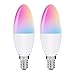 Produktbild DOOK Smart WLAN Glühbirne E14 Led WiFi Kerze Lampe RGBW Dimmbar Birne, 16 Millionen Farben Kein Hub Erforderlich Kompatibel mit Amazon Alexa Google Home IFTTT APP, 2 Stück