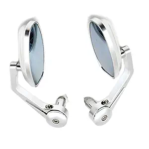 GOLSM Bike Handlebar Rear View Mirror Oval Shape End Adjustable Rotatable Handle bar Side Mirror Set of 2 PCs Chrome for Yamaha FZ16