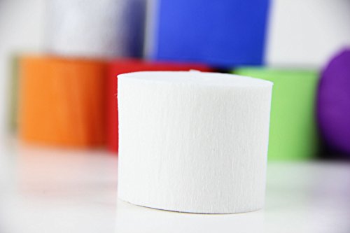 SUNBEAUTY 5er Set 10 Meter Krepppapier Kreppbänder Party Feier Dekoration (5 Stück )(Weiß) - 2