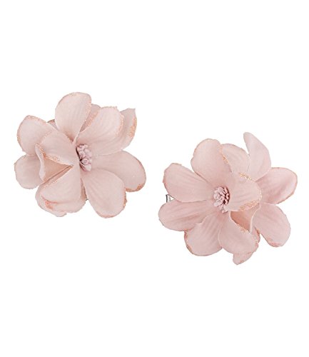 SIX „Blumen“ 2er Set Haar Spangen, Haarklammern, Haarclips mit schönen rosa glitzernden Orchidee Textil Blumen, Damen, Kinder, Dutt, 6 cm (488-073) - 2