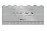 Tisch-Querkalender alpha argentum 2019 - Tischkalender / Bürokalender (29,7 x 13,5) - 1 Woche 2 Seiten - silber by