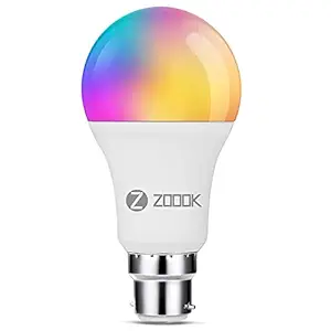 ZOOOK Shine 9-Watt Smart LED Bulb Compatible with Amazon Alexa and Google Assistant (B-22 Pin Type Socket Bundled with B22 to E27 convertor, White)