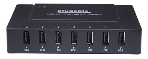 Plugable USB 2.0 7-Port Hub und Schnellladegerät mit 60W Netzteil für EU und GB (BC 1.2 Aufladefunktion für iOS, Android, Windows Mobile uvm.) - 5
